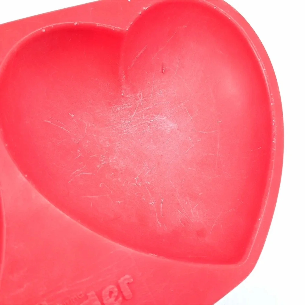 Vintage Tender Vittles Cat Food Double Heart Food Bowl Red Plastic Purina 1970s